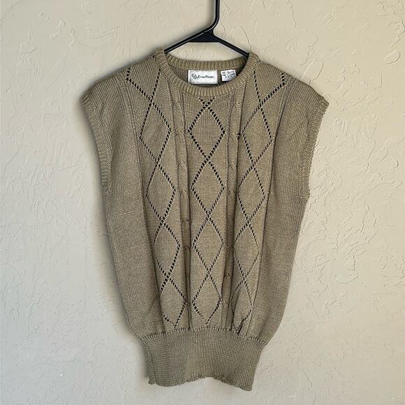 Evan-Picone‎ vintage brown sweater sleeve less top size large - Picture 1 of 4